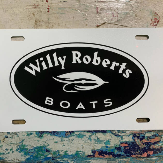 Willy Roberts Reverse Logo Vehicle tag
